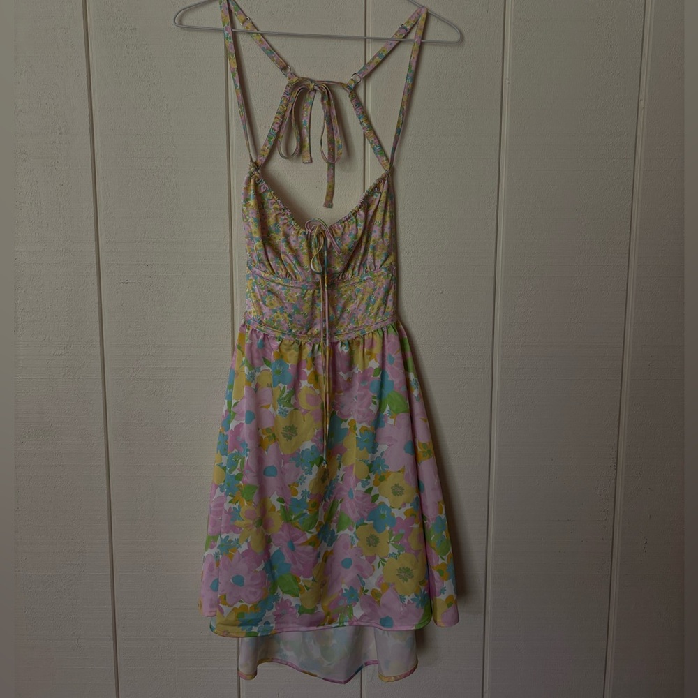 For Love And Lemons Floral Mini Dress - Pink and Yellow
